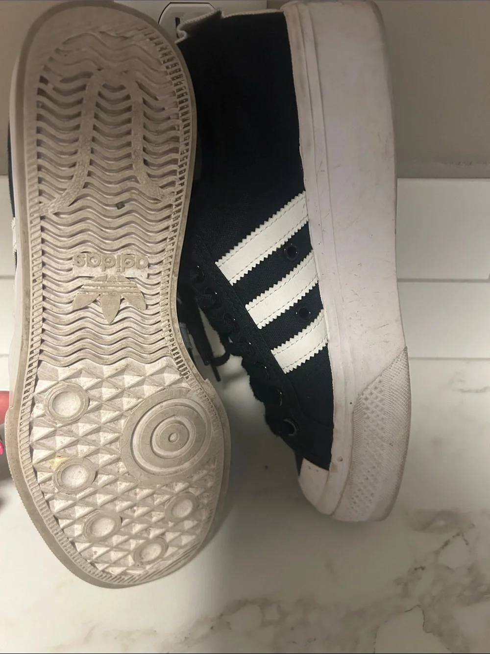 adidas Black Low-Top Canvas Sneakers with White Stripes
